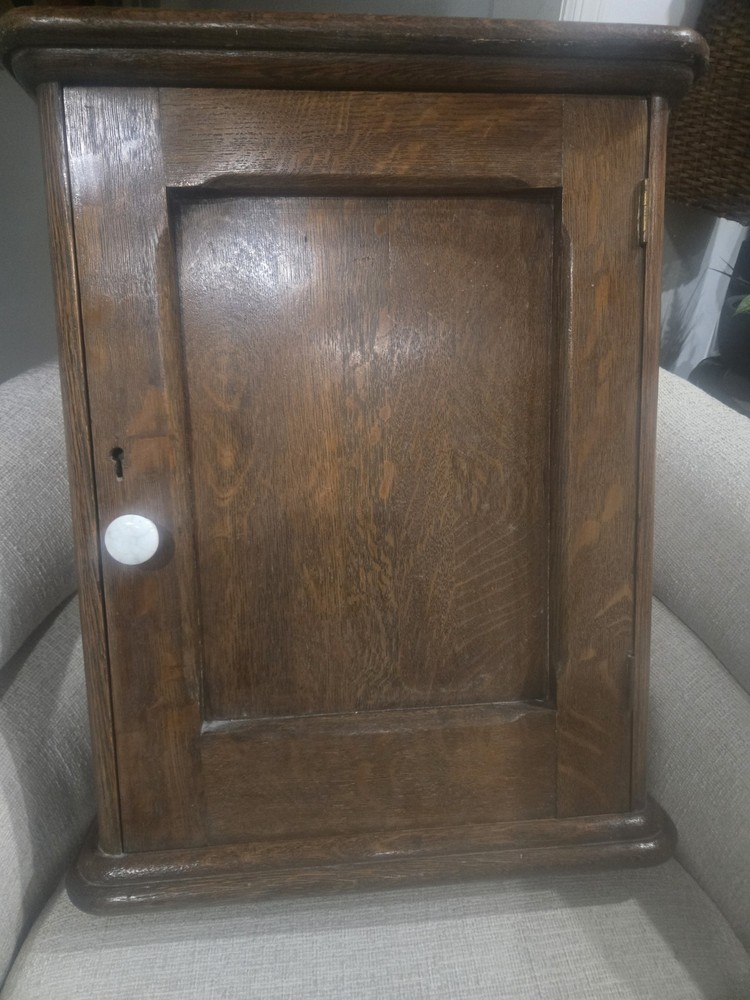 Antique Oak Apothecary cabinet furniture Porcelain Knob