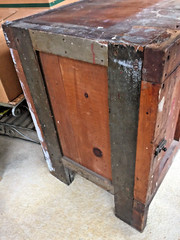 antique vintage industrial workbench cabinet tv stand table cleveland ohio 1920