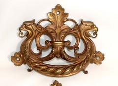 INCREDIBLE SET FOUR 18th 19thC NEOCLASSICAL GILT METAL CHEST of DRAWER HANDLES