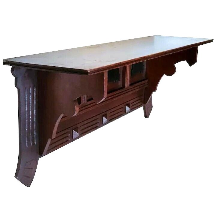 Clock Wall SHELF, c1890 Aesthetic Victorian, Solid Walnut, Ebonized Panels, 24″w