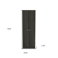 71″ Dark Brown Wood Pantry Or Storage Closet