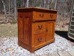 Antique Oak Chest Commode Washstand Dry Sink Country Farmhouse Cabinet