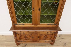 Renaissance Antique Oak Bookcase or Bar Cabinet, Knights #56779