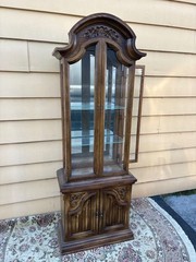 67728 Butler Traditional Oak Curio Cabinet with Glass Shelves