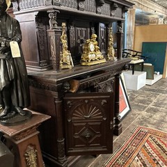 Pair Renaissance carved figural buffet, circa 1880 France
