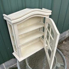 Antique Wooden Cabinet Glass front/sides Arched front, Shelves, Oneofakind Heavy