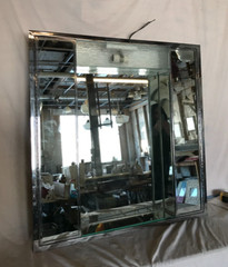 Mid Century Recessed Double Door Shadow Box Medicine Cabinet Mirror Old 1950-24B