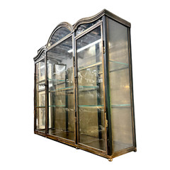 Art Deco French Bronze Brass Glass Display Cabinet Special Detail circa 1930s