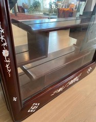 Vintage Chinese Rosewood Wall Curio Cabinet with Mother of Pearl Inlay, Mirror B