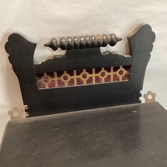 Antique Aesthetic Movement Victorian Ebonized Wall Shelf Velvet Brass H/P Flower