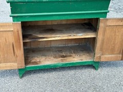 antique dry sink old green paint PA folk art 1800s primitive softwood cabinet