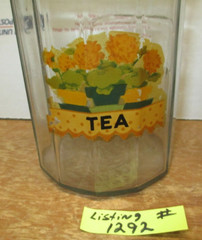 HOOSIER CABINET ORIGINAL TEA SPICE JAR GLASS LOT # 1292