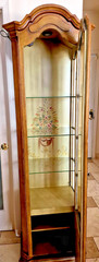 Large 77″ Hand Painted Maple? Wood Glass Display Cabinet Case 3 Shelf Ornate HTF