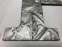 Decorative Salvaged Tin Ceiling 16″ Patchwork Silver Metal Letter H Old 1627-23B