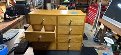 Brown Wood Apothecary Cabinet Free Standing 8-Drawer Chest w/ Knob Pulls