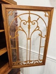 1920’s Jacobean Victorian Display Cabinet With Leaded Glass