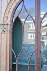 Antique Italian Renaissance 109″ Tall Carved Wood Gothic Cupboard Hutch Cabinet