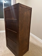 Antique Shaw Walker Oak 4 Drawer Wood File Cabinet