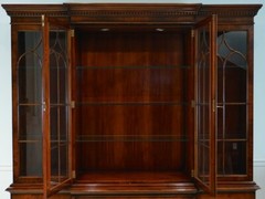Stunning English Cardiff Breakfront China Cabinet in Mahogany with LED lights