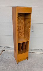 Vintage Art Deco Rustic Wood Mid Century Modern LP Vinyl Record File Cabinet C9