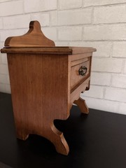 Antique Wood Tabletop Single Drawer Counter Display Cabinet Brass Dovetail Joint