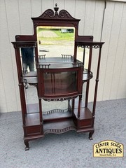 67921 Exquisite R.J. Horner Etagere Curio Cabinet in Mahogany Finish