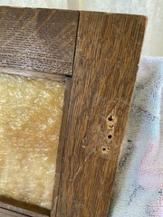 Antique Wood cabinet door Craftsman slag glass Primitive Hoosier architectural