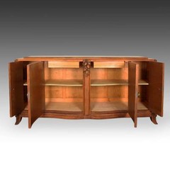 VINTAGE FRENCH ART DECO CONSOLE CABINET WALNUT BRASS MOUNTS FRANCE 20TH C.