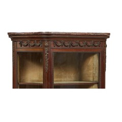 Vitrine, Louis XV Vernis Martin Style, Carved Walnut, Ormolu Mounted, Marble Top