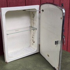 Vintage Kent Metal Medicine Cabinet Chrome Mirror 14×20 Recessed Art Deco