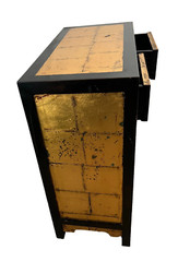 Mid Century Chinese Console Cabinet, Two Drawers Chinoiserie Hand Painted Flower