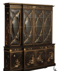 Karges Chinoiserie Decorated Breakfront China Display Cabinet
