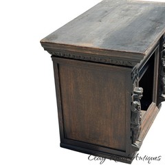 antique figural carved Oak hanging cabinet victorian Black Forest repurpose part