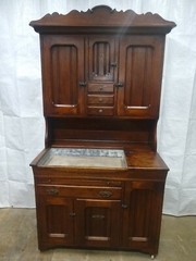 Antique Oak Dry Sink Cupboard Survivor Original Finish 1895 Dovetailed