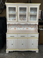 Heirloom Rose China Cabinet |Blush Pink Hutch Rose Gold Lighted Display Cabinet