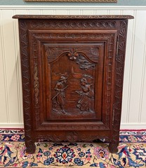 Antique French Breton Jam Cabinet Cupboard Storage Drawer Carved Oak 19th C