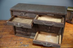 Antique 15 Drawer Wood Apothecary Cabinet Vintage Tool Box typeset watchmaker