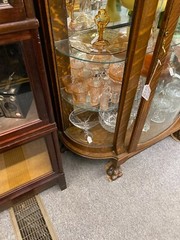 Stunning Antique Oak China Cabinet W/Griffins, Beautiful Wood Grain, Light Added