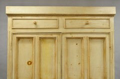 French Country Provincial Distressed Knotty Pine Wood 2 Part Cupboard Cabinet