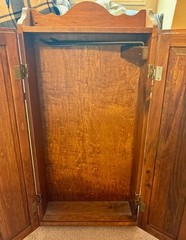 1970s-90s Dark Pine Wood, Jelly Cupboard & Tie Valet, 83″ Tall