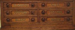 CLARK’S SPOOL CABINET 6 PIECE SET / GOLD LETTERS with BLACK SHADOW.