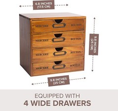 4-Drawer Desktop Organizer Wooded Filing Cabinet Multi-Functional Office Storage