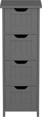Bathroom Floor Cabinet Wood Free Standing Storage Organizer w/ 4 Drawers Gray