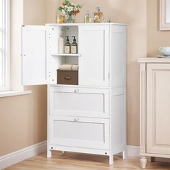 43.5″ Multi-Purpose Storage Cabinet with Adjustable Shelves, 2 Drawers White
