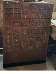 Vintage Apothecary Cabinet Antique Wood Drawer Card Catalog Industrial Wine Rack