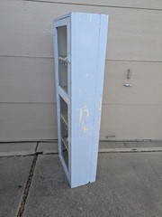 Antique Rustic Primitive Shabby Chic Painted Pie Safe Cabinet Shelf Glass Doors