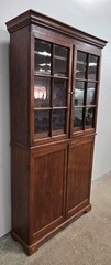 c. 1780 mortise, pegged walnut two piece twelve pane cupboard two drawers.
