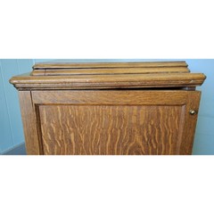 Tiger Oak Sewing Machine Cabinet Empty Antique Wood Workstation Side Table Flip