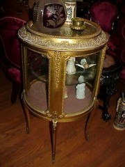 Vitrine Curio cabinet 1890’s gilt Louis XVI style belle Epoque- Matching pair