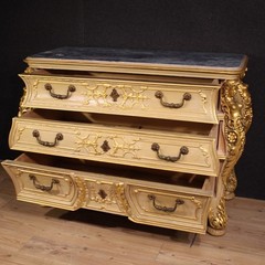 Italian chest of drawers furniture commode lacquered gold wood marble top 900